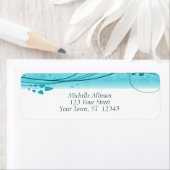 Blauw Abstract Floral Swirls Label (Insitu)
