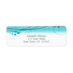Blauw Abstract Floral Swirls Label