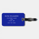 Blauw Abstract Fluid Art Agaat Naam Bagagelabel (Achterkant horizontaal)