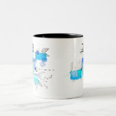 Blauw Abstract Geometric Blue Black Tweekleurige Koffiemok (Center)