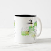 Blauw Abstract Geometric Green Black Tweekleurige Koffiemok (Voorkant rechts)