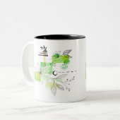 Blauw Abstract Geometric Green Black Tweekleurige Koffiemok (Voorkant links)