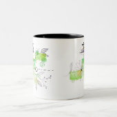 Blauw Abstract Geometric Green Black Tweekleurige Koffiemok (Center)