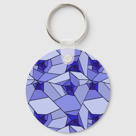 Blauw Abstract Geometrisch Patroon Sleutelhanger (Voorkant)