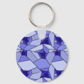 Blauw Abstract Geometrisch Patroon Sleutelhanger (Achterkant)