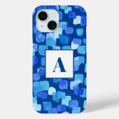 Blauw Abstract geschilderde vierkanten Case-Mate iPhone Case (Achterkant)