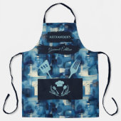 Blauw Abstract Gourmet Schort - Modern Keuken Draa (Voorkant)