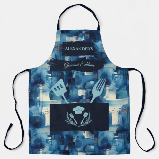 Blauw Abstract Gourmet Schort - Modern Keuken Draa (Voorkant)