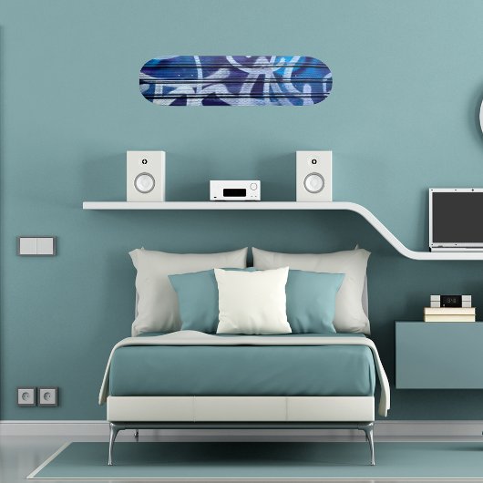 Blauw abstract grafitti-patroon persoonlijk skateboard