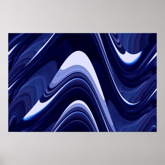 Blauw Abstract Hedendaags Kunstdruk Poster (Voorkant)