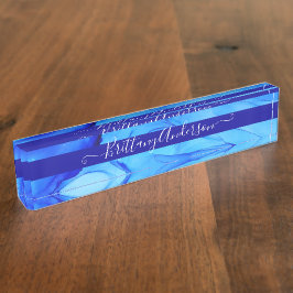 Blauw Abstract Inktvlek Mooie Douane Naambordje