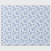 Blauw Abstract Kerstmis Sneeuwvlokken Patroon Cadeaupapier (Vlak)