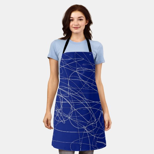 Blauw abstract kunstpatroon Apron Schort (Gedragen)
