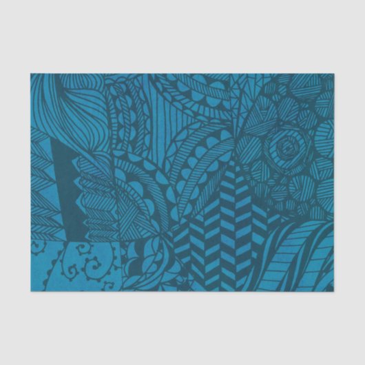 Blauw Abstract Kunstpatroon Tissuepapier (Voorkant)