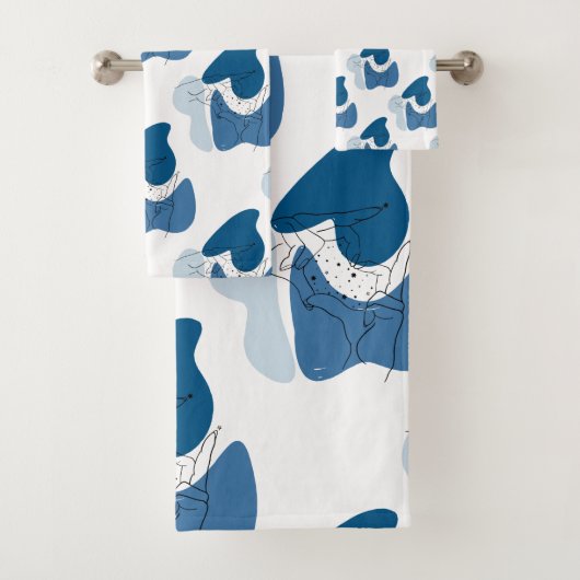 Blauw Abstract kunstwerk Bad Handdoek (Insitu)