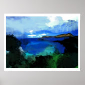 Blauw Abstract landschap Poster (Voorkant)