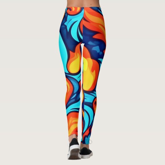 Blauw Abstract Leggings (Achterkant)