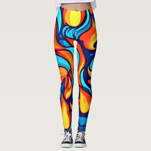 Blauw Abstract Leggings (Voorkant)