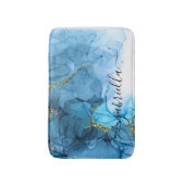 Blauw Abstract marmer Badmat (Voorkant Verticaal)