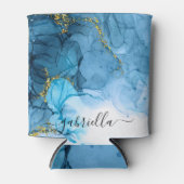 Blauw Abstract marmer Blikjeskoeler (Voorkant)