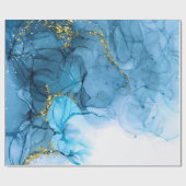 Blauw Abstract marmer Cadeaupapier (Vlak)