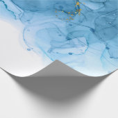 Blauw Abstract marmer Cadeaupapier (Hoek)