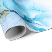 Blauw Abstract marmer Cadeaupapier (Rol Hoek)