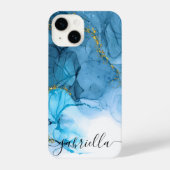 Blauw Abstract marmer iPhone Hoesje (Achterkant)