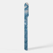 Blauw Abstract Marmeren Golven Telefoonhoes iPhone Hoesje (Rechterkant)