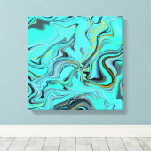 Blauw abstract marmeren textuur. canvas afdruk (Insitu (Houten vloer))