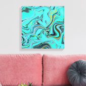 Blauw abstract marmeren textuur. canvas afdruk (Insitu (Woonkamer))