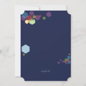 Blauw Abstract met Hexagons Photo Invitation Kaart (Achterkant)