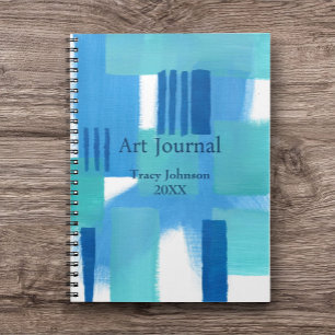 Blauw Abstract met naam/jaar Art Journal/ Notitieboek