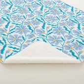 Blauw Abstract Mid Century Modern Flower Sherpa Deken (3/4)