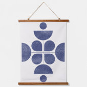 Blauw abstract middeleeuws patroon hangend wandkleed (Voorkant)