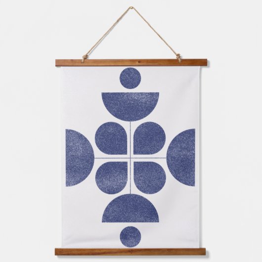 Blauw abstract middeleeuws patroon hangend wandkleed (Voorkant)