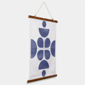 Blauw abstract middeleeuws patroon hangend wandkleed (Gebogen)