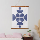 Blauw abstract middeleeuws patroon hangend wandkleed (Slaapkamer)