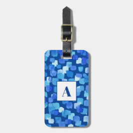 Blauw Abstract monogram Bagagelabel