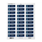 Blauw Abstract monogram Etiket (Full Sheet)