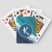  blauw Abstract monogram Pokerkaarten (Achterkant)