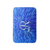 Blauw Abstract monogrammed Plush Bath Mat (Voorkant Verticaal)