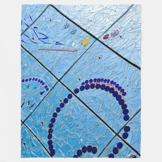 Blauw Abstract Mozaïek Fleece Deken (Voorkant)