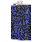 blauw abstract naadloos patroon heupfles (Links)