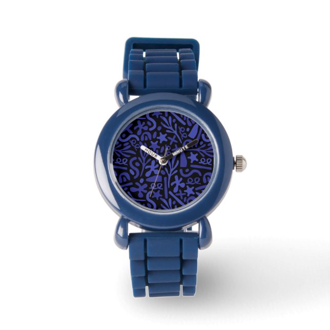 blauw abstract naadloos patroon horloge (Voorkant)