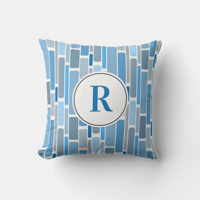 Blauw abstract ontwerp. Aanpasbaar. Kussen (Voorkant)