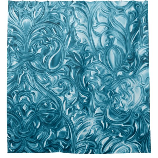 Blauw abstract ontwerp douchegordijn (Voorkant)