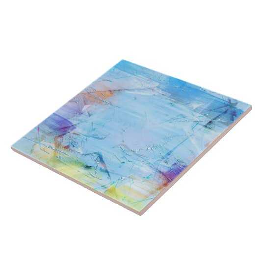 Blauw abstract ontwerp tegeltje (Zijkant)