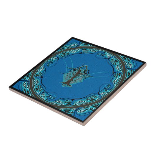 Blauw Abstract Oude Verdorde Boom BG Tegeltje (Zijkant)