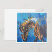 Blauw Abstract Paardenschilderij Feestdagenkaart (Voorkant / Achterkant)